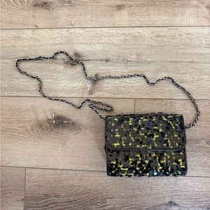 RACHEL Rachel Roy Black and Yellow Crossbody Bag with Geometric Design